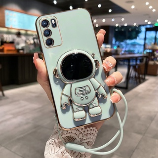 เคสโทรศัพท์มือถือ ป้องกันเลนส์ ลายนักบินอวกาศ 3D พร้อมขาตั้ง สําหรับ OPPO A16 A15 A15S A92 A52 A5S A3S A12 A53 A31 A5 A9 2020 A74 A54 A37 F7 F9 F11 RENO5 A12E