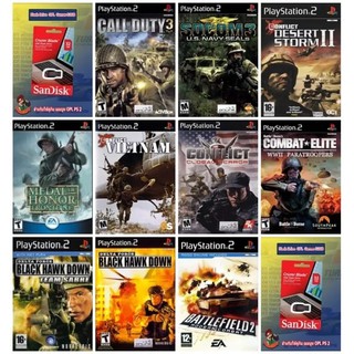 แฟลชไดร์ฟเกมเพลย์ทู รวม 10 เกมฮิตแนวสงคราม สำหรับใช้คู่กับเมมบูทเล่นเกมแบบไม่ต้องใช้แผ่น 10 เกมส์ ตามภาพ