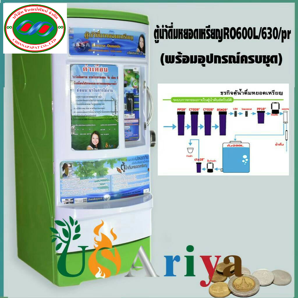 ตู้นำ้ดื่มหยอดเหรียญro600lถัง200ลิตร-โครงหนาพิเศษ7ขั้นตอนการกรอง-ตู้ใหญ่-ผลิตรตามมาตรฐานที่สคบ-กำหนดแบรนusariya