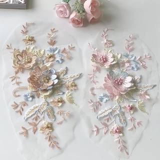 [Jiaxiu] Saskia แผ่นผ้ากอซ ปักลายดอกไม้ สามมิติ แฮนด์เมด สําหรับตกแต่งเสื้อผ้า งานแต่งงาน