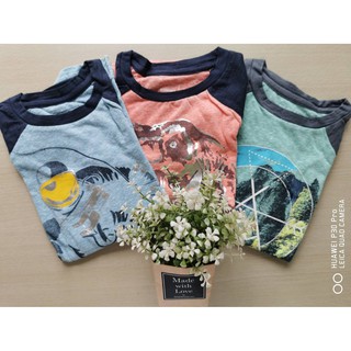 SONOMA : เสื้อยืดแขนยาว สีส้ม สีเขียว สีฟ้า 3 ลาย size 5-7y