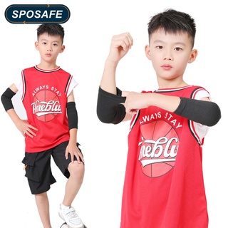 Sposafe สนับข้อศอกเด็ก 1 คู่ พร้อมแผ่นไนล่อน ที่เหนือกว่า สนับศอก สําหรับบาสเก็ตบอล วอลเลย์บอล รถจักรยานยนต์ ขี่จักรยาน โยคะ เต้นรํา