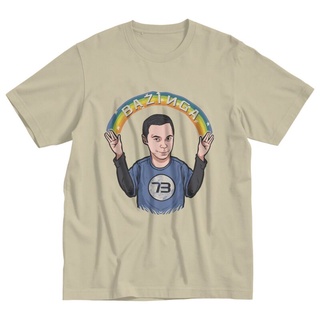 เสื้อยืดแขนสั้นลําลอง ผ้าฝ้าย พิมพ์ลาย The Big Bang Theory Sheldon Cooper Bazinga 73 สําหรับผู้ชายสามารถปรับแต่งได้