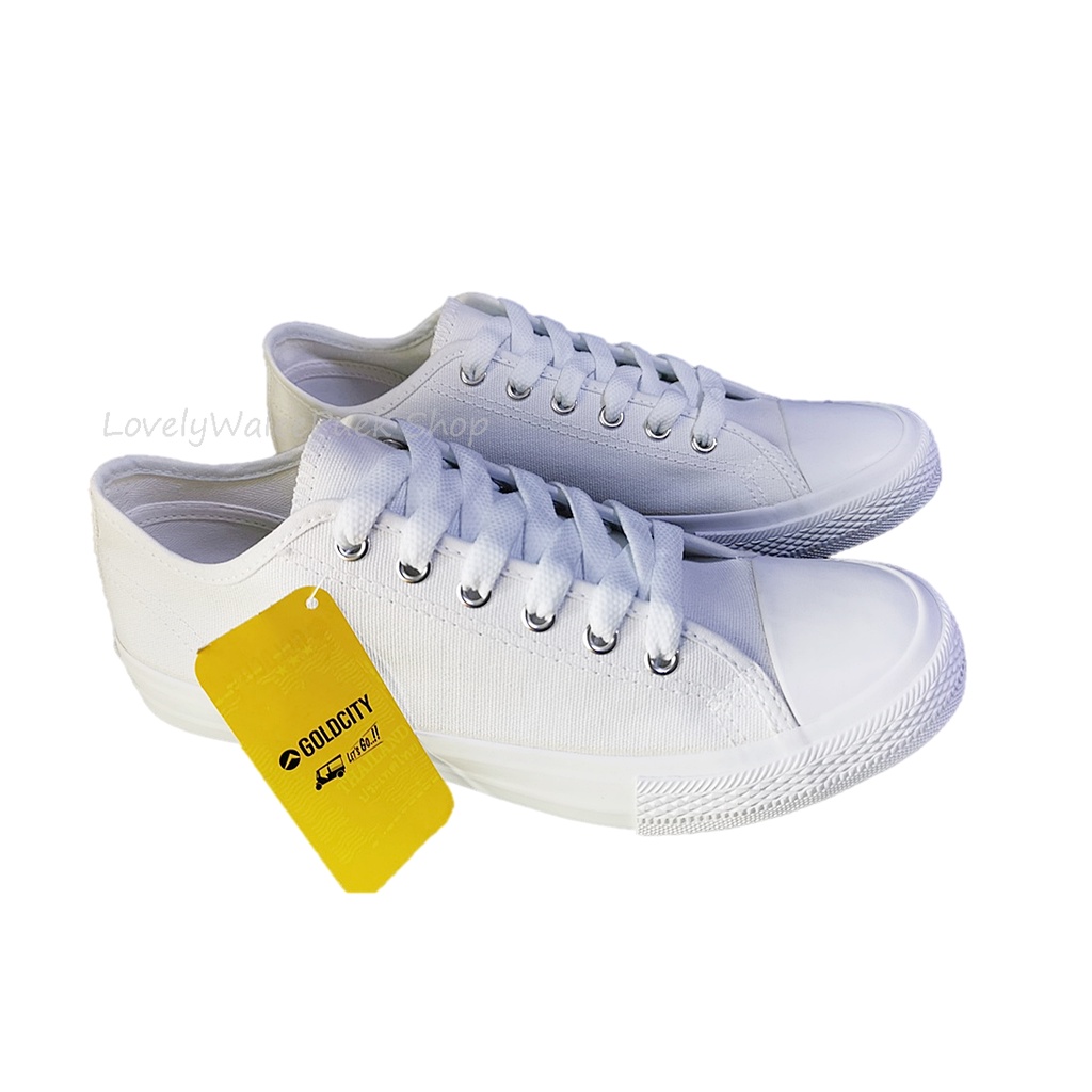 ภาพสินค้า(พร้อมส่ง )GoldCity รองเท้าผ้าใบสีขาวพื้นนุ่มใส่ทน Size 35-45 จากร้าน lovelywalee บน Shopee ภาพที่ 1