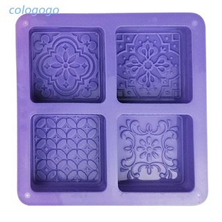 COLO  Soap Silicone Mold 4 Cavities Square Flower Baking Molds for Soap Candles Jelly