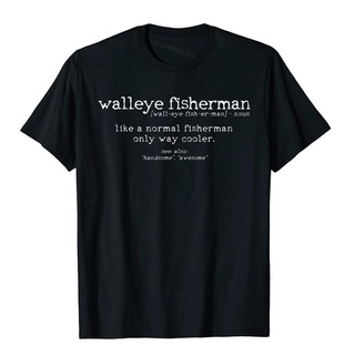 เสื้อยืดผ้าฝ้ายพรีเมี่ยม เสื้อยืด ผ้าฝ้าย พิมพ์ลาย Walleye Fisherman Definition เหมาะกับของขวัญวันหยุด สําหรับผู้ชาย