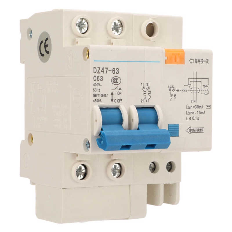 household-400v-63a-circuit-breaker-2p-leakage-protection-air-switch-din-rail-mounting-miniature-circuit-breaker