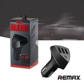 หัวชาร์จในรถยนต์ ALIENS REMAX แท้ 100% รุ่น RCC304  output 4.2A(max) สีดำ  หัวชาร์จในรถ 3 USB สามารถชาร์จได้ 3 ช่องพร้อม
