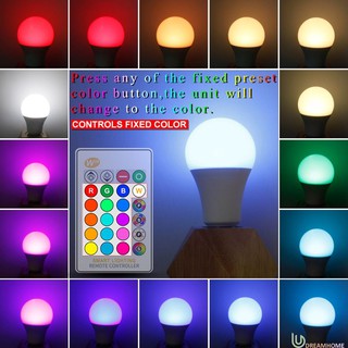 LED Colorful Lamp หลอดLED 2 in 1 แสงขาว+ RGB เปลี่ยนสี / หรี่แสงได้ 16เฉด รีโมทควบคุมระยะไกล