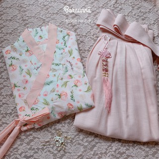 (ลด120-โค้ดV62RP) 🍑Boraunnii🍑 Peachy Set ฮันบกประยุกต์ เสื้อครอป แถมพู่