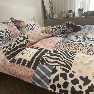 Dream is the Nordic storm dot zebra leopard cow pattern four-piece quilt cover ชุดผ้าปูที่นอนหอพักวิทยาลัยสามชิ้น