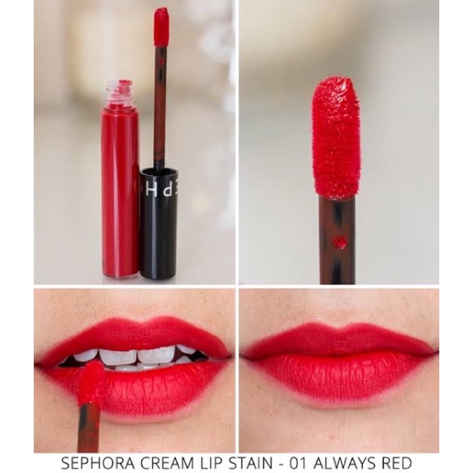 แท้-sephora-cream-lip-stain-1-3ml-สี-01-always-red-สีแดงขับผิวค่ะ