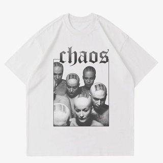 เสื้อยืดสีดำอินเทรนด์เสื้อยืด พิมพ์ลายกราฟฟิค TEE CHAOS | เสื้อยืด สีขาว STREETWEAR | เสื้อผ้า สีขาว ขนาดใหญ่S M L   XL