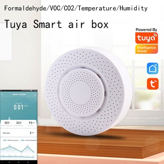 Tuya Zigbee WiFi Smart Air Box CO2 Hcho Voc เครื่องตรวจจับอุณหภูมิความชื้นคาร์บอนไดออกไซด์