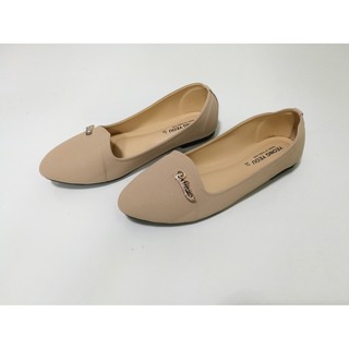 Best SALEรองเท้าผู้หญิงyeong yeou รองเท้าคัทชูหัวแหลมส้นแบนหุ้มส้นหนังทราย รหัส yy628รองเท้าแฟชั่น
