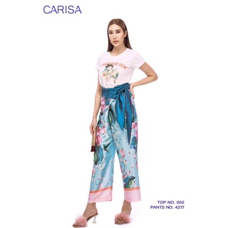 Carisa กางเกง warp pant ผ้า Silk Satin กางเกงผูกผ้าเอว สกรีนลาย สวมใส่สบายมาก ผ้าเย็นสบาย ไม่ร้อนไม่คัน ตรุษจีน [4217]