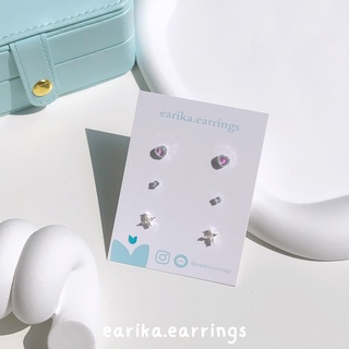 (กรอกโค้ด 72W5V ลด 65.-) earika.earrings - mini hologram heart set เซ็ตต่างหูก้านเงินแท้ คนแพ้ง่ายใส่ได้