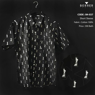 BERRER เสื้อผ้าผู้ชายอ้วน : เสื้อเชิ้ตแขนสั้น ลายเทพีเสรีภาพ