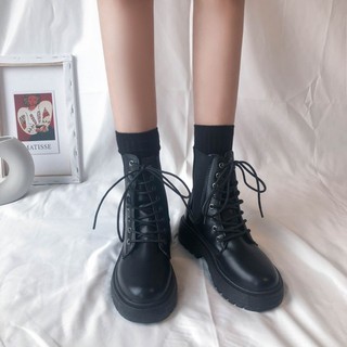 [Spot] รองเท้าบูทสไตล์อังกฤษ Martin boots รองเท้าแฟชั่นสีดำ