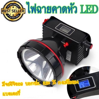 ไฟฉายคาดหัว LED ตราช้าง รุ่น 583 - หน้าเลนส์กว้าง มีน้ำหนักเบา - มีจอดิจิตอล บอกชม. และ % คงเหลือของแบตฯ