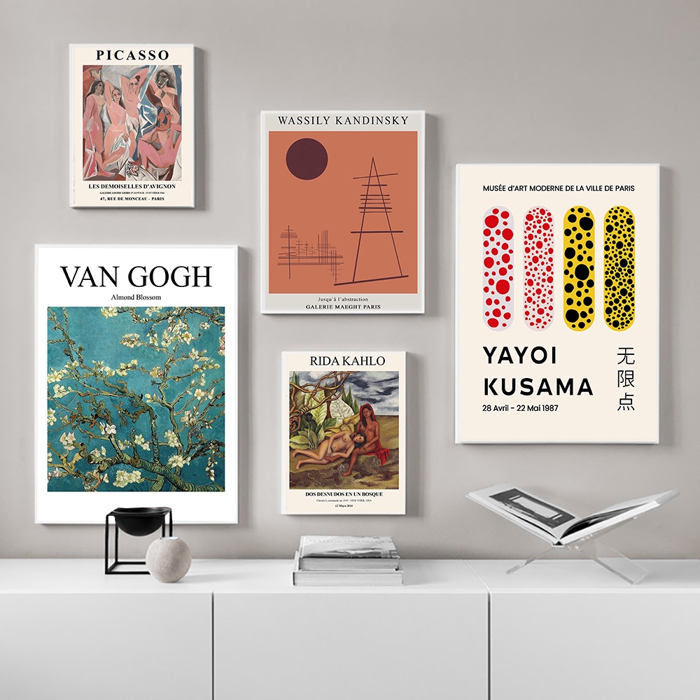 โปสเตอร์ผ้าใบ-พิมพ์ลาย-abstract-exhibition-henri-matisse-van-gogh-picasso-yayoi-สําหรับตกแต่งบ้าน-ห้องนั่งเล่น