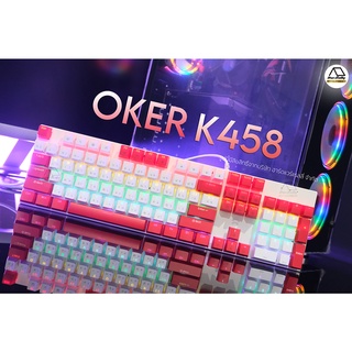 ร้านแนะนำ คีย์บอร์ดบลูสวิตช์กดเสียงดังคีย์แคปสีสวย ราคาถูกที่สุดOKER K458 BLUESWITCH Keyboard Gaming img 2