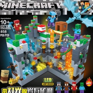 🔥พร้อมส่ง🔥เลโก้ Lego มายคราฟ MineCraft ชุด Sky Dragon Renzaima-682 858 ชิ้น  ต่อไฟ LED ได้ สวยสุดๆเลยค่ะ❤