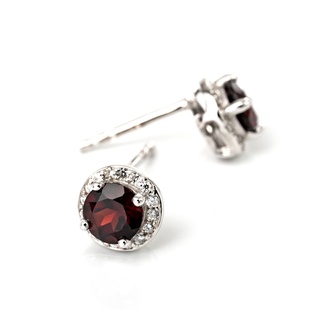 AR-Kang Collection***ต่างหูปักก้าน พลอยแท้ Garnet Silver 92.5%