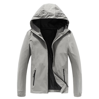 [สินค้าพร้อมส่ง] (M-4XL)  เสื้อแจ็คเก็ตใหม่ไซส์ใหญ่มีฮู้ดคุณภาพสูงกันลมสบาย ๆ ผู้ชายหลวม ๆ แจ็คเก็ต