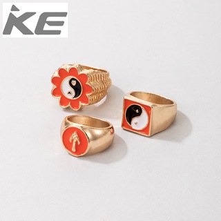 Rings Tai Chi Mushroom Geometric Gold Exaggerated 3-Piece Drop Rings for girls for women low p