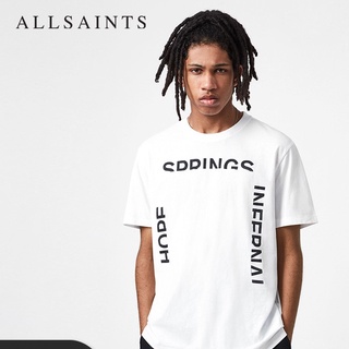 [100% Cotton] Allsaints เสื้อยืดแขนสั้น พิมพ์ลายตัวอักษร แฟชั่นฤดูร้อน สําหรับผู้ชาย
