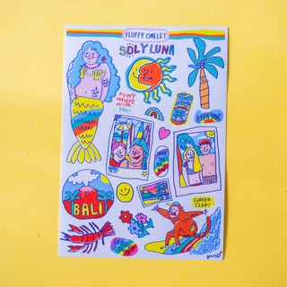 FLUFFY OMELET- Beach and sea Sticker (MATT)