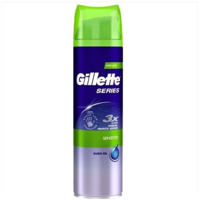 ยิลเลตต์-เจล-โกนหนวด-เซนซิทีฟ-ขนาด-195-กรัม-สำหรับผิวบอบบางแพ้ง่าย-gillette-series-shave-gel-sensitive-195g