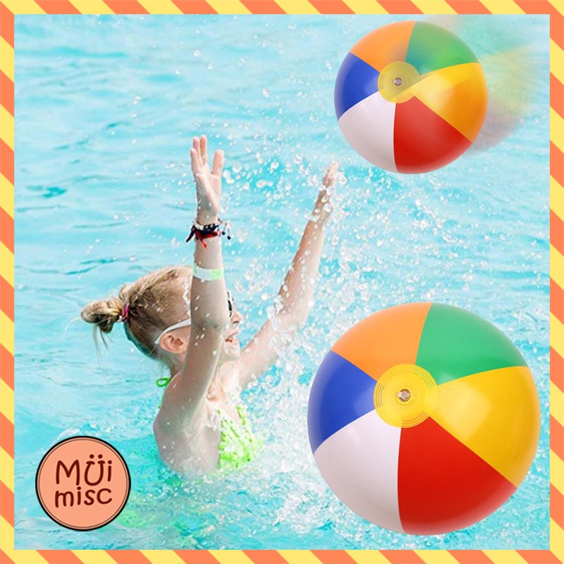 ราคาและรีวิวMUIMISC  ลูกบอลชายหาดแบบเป่าลมขนาด 26 ซม. ลูกบอลเด็กเล่น ลูกบอลสีเป่าลม บอลเป่าลม