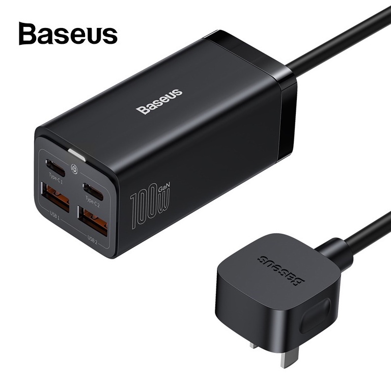 baseus-100w-ที่ชาร์จเร็ว-gan3-pro-2usb-2usb-c-20v-5a-type-c-หัวชาร์จเร็ว-หัวชาร์จ