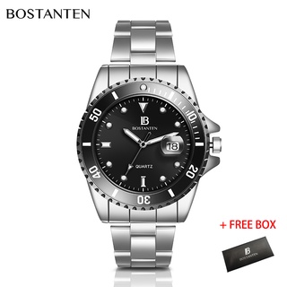 【Bostanten Official】นาฬิกาผู้ชาย สายสเตนเลส กันน้ำ