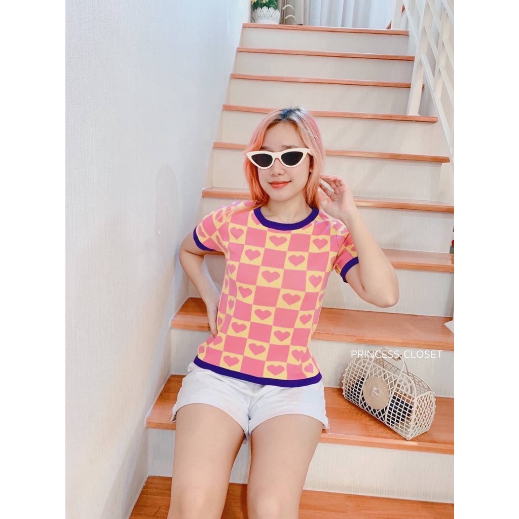 bybeyond-เสื้อไหมพรม-แขนสั้น-คอกลม-ลายหัวใจ-คิ้วท์สุดๆ-งานนำเข้า-สไตล์เกาหลี-ฟรีไซส์-พร้อมส่ง