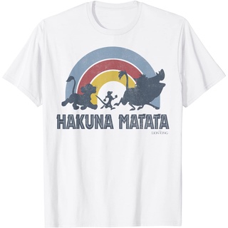 เสื้อยืด พิมพ์ลายโลโก้ Disney The Lion King Hakuna Matata Distressed Rainbow สําหรับผู้ชาย และผู้หญิง เสื้อเชิ้ต - เสื้อ