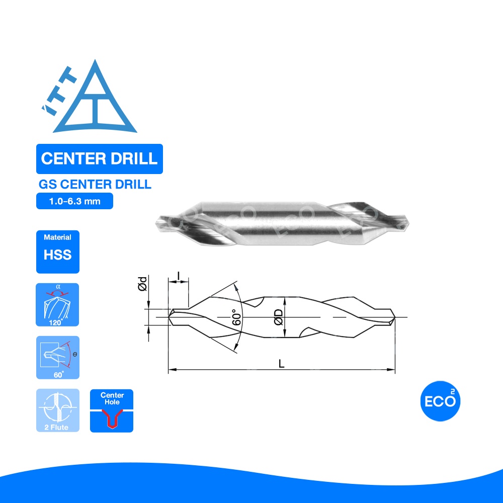 itt-ดอกนำศูนย์-center-drill-60-ขนาด-1-00-6-30-มม-มาตราฐาน-jis-นำเข้าจากประเทศญี่ปุ่น-1-ดอก-ออกใบกำกับภาษีได้