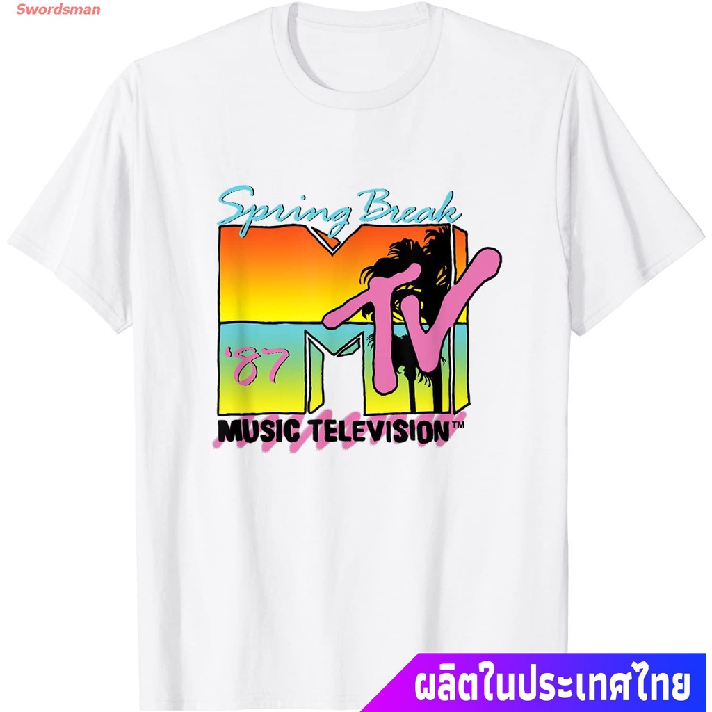 เสื้อยืดผู้ชายและผู้หญิง-classic-mtv-logo-spring-break-87-t-shirt-popular-t-shirts