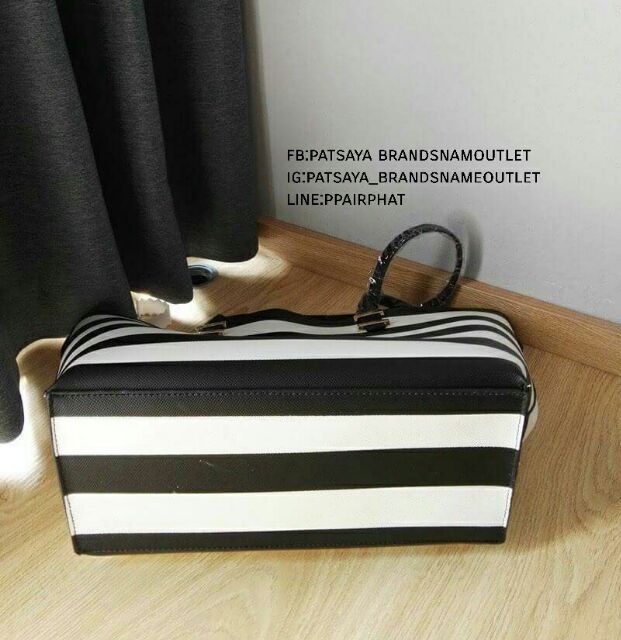 zara-two-tone-striped-toteแท้-outlet-กระเป๋าสะพายใบใหญ่ลายหนัง-saffiano