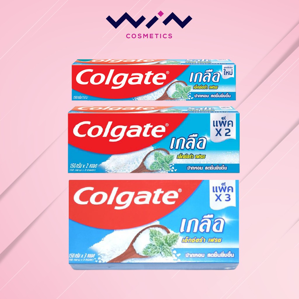 Colgate ยาสีฟัน คอลเกต เกลือ เอ็กซ์ตร้า เฟรช ครีม 150g ช่วยให้ลมหายใจหอมสดชื่น
