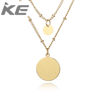 Necklace simple multi-bead chain geometric disc clavicle chain size circle necklace for girls