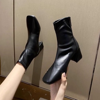 รองเท้าหนัง สีดำ เสริมส้น size35cm. พร้อมส่งในไทย
