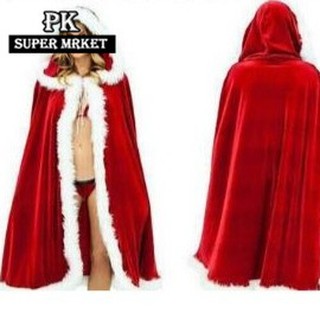 PK Supermaket เสื้อคลุม ชุดเครื่องแต่งกายคริสมาสต์สีแดงคริสต์มาส