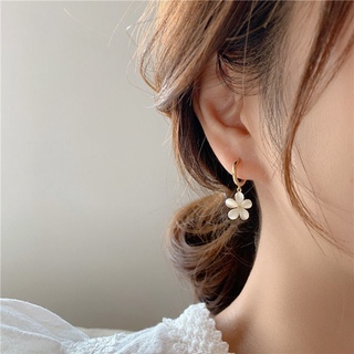 Japanese and Korean style simple design flower ear buckle temperament personality earrings literary fan all-match earrin