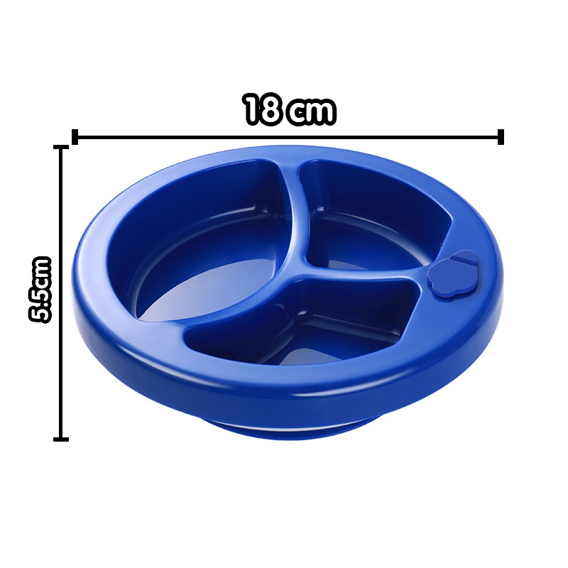 จานอุ่นอาหาร-จานก้นดูด-มีหลุม-3-ช่อง-ปลอดภัยสำหรับเด็ก-มีตัวดูดกันลื่น