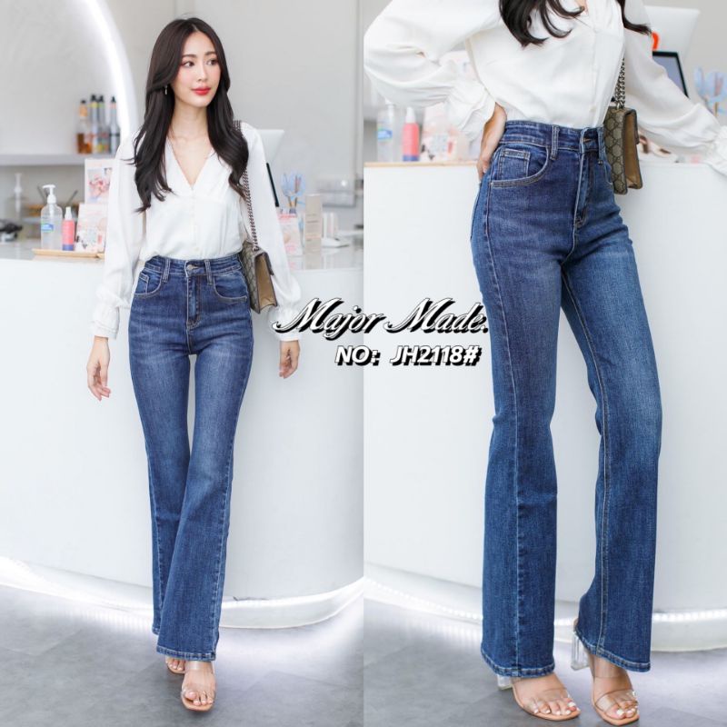 jh2118-มีs-xl-ยีนส์ยืดขาม้า-ยีนส์ขาบาน-ขาม้า-jeans-house