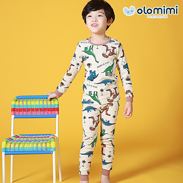 olomimi-30s-ชุดนอนเด็กลายไดโนเสาร์-แขนยาว-ขายาว