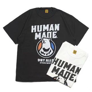 เสื้อยืดผ้าฝ้ายพิมพ์ลาย Human Made 19AW เสื้อยืดแขนสั้นเนื้อผ้าฝ้ายพิมพ์ลายโลโก้ตัวอักษรสไตล์เรโทรสําหรับคู่รัก